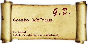Gresko Dárius névjegykártya